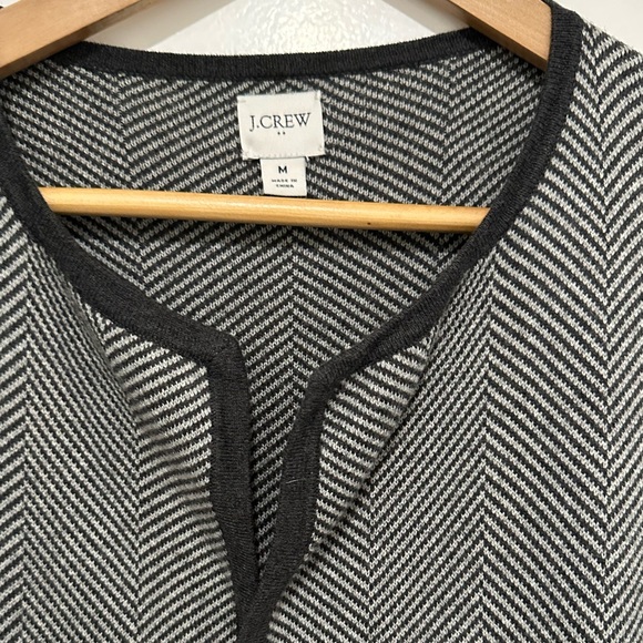 J. Crew Factory Vanessa Sweater Jacket Black and White Herringbone Open Cardigan - Picture 6 of 12